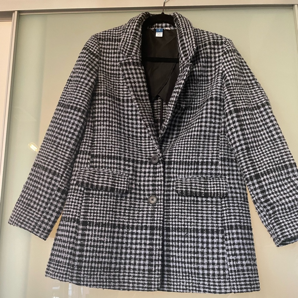 Old Navy Black and White Houndstooth Coat